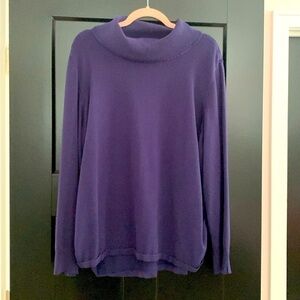 Lane Bryant Purple Long Sleeve Cowl-Neck Sweater. Side Ruching.  Size 22/24.